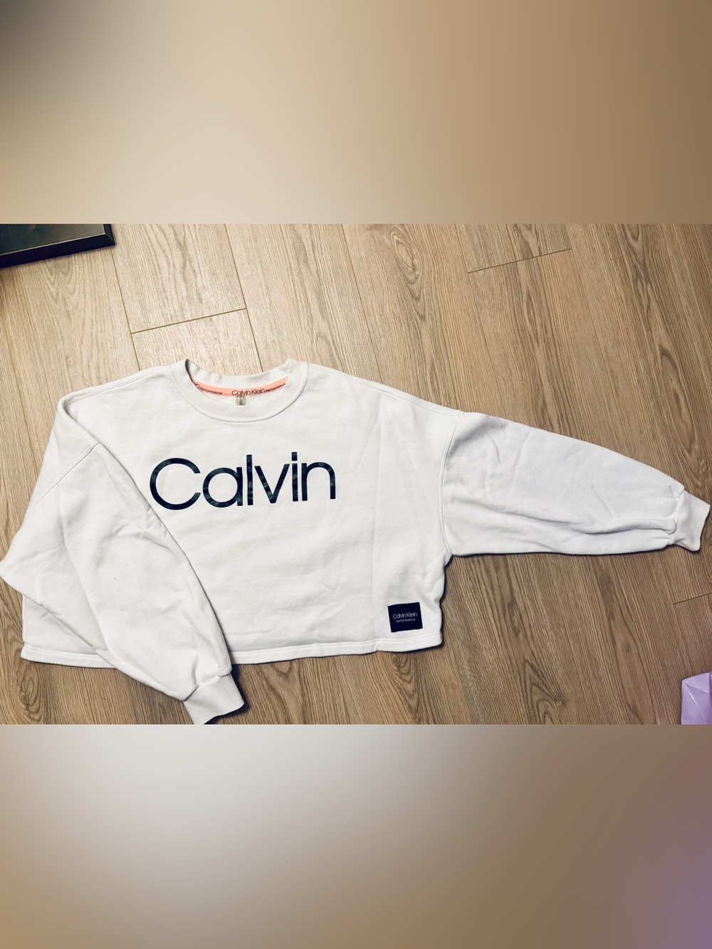 Calvin Klein Performance White Cropped Sweatshirt with logo